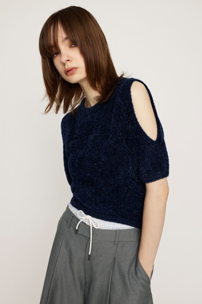 SLY「SHAGGY CUTOUT トップス」|ニット・セーター|NVY