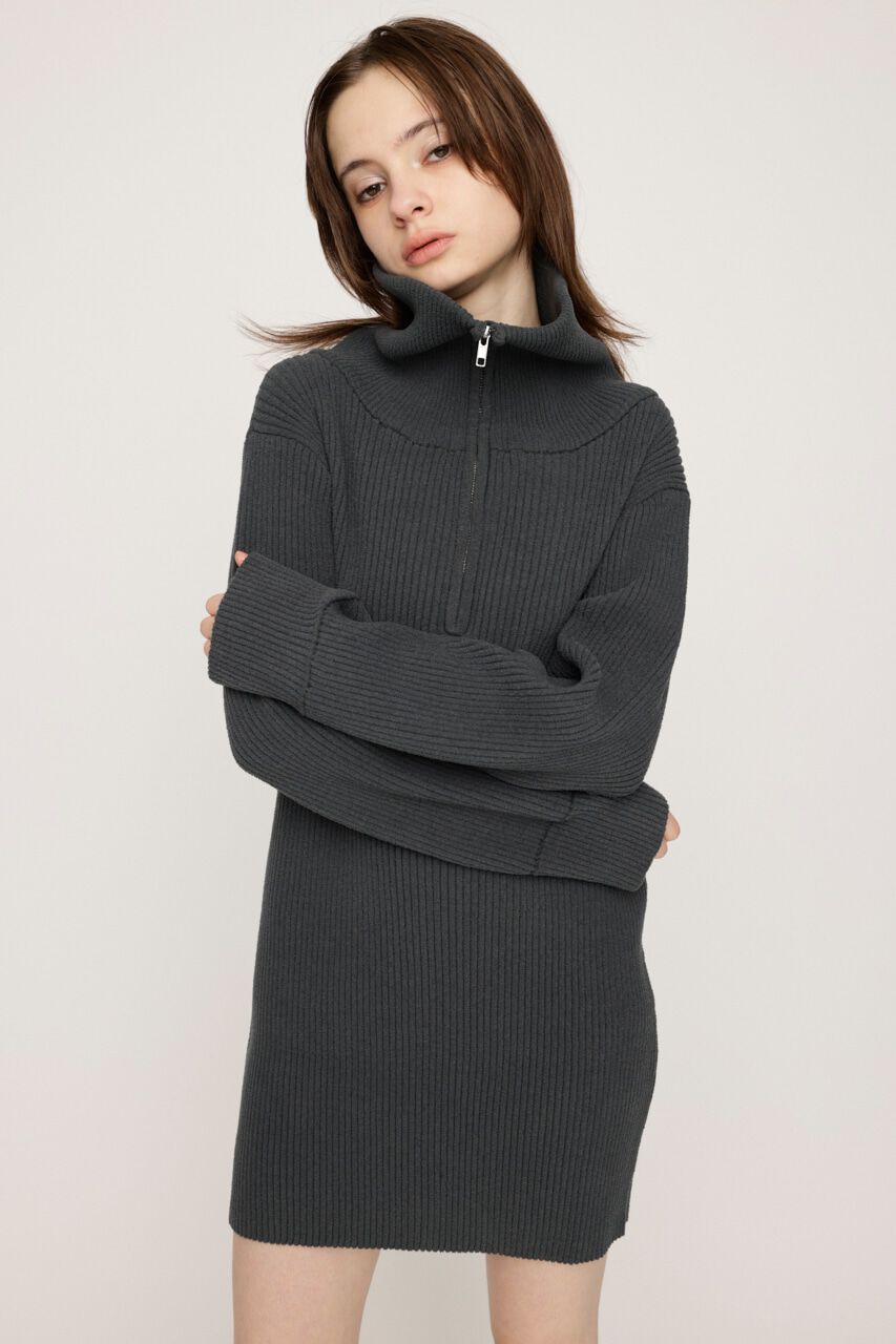 SLY「BIG COLLAR HALF ZIP ショートワンピース」|ワンピース|