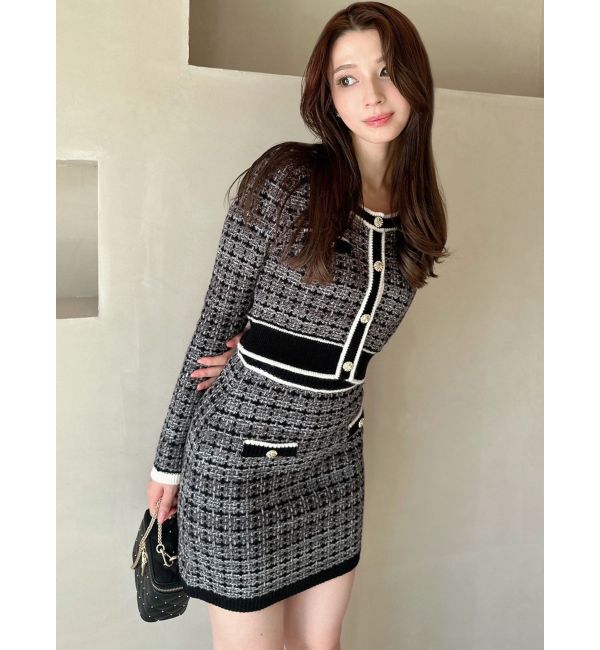 RESEXXY「ツイードニットバイカラートップス【セットアップ着用可能】」|ニット・セーター|