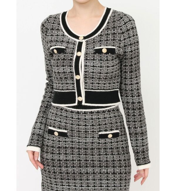 RESEXXY「ツイードニットバイカラートップス【セットアップ着用可能】」|ニット・セーター|