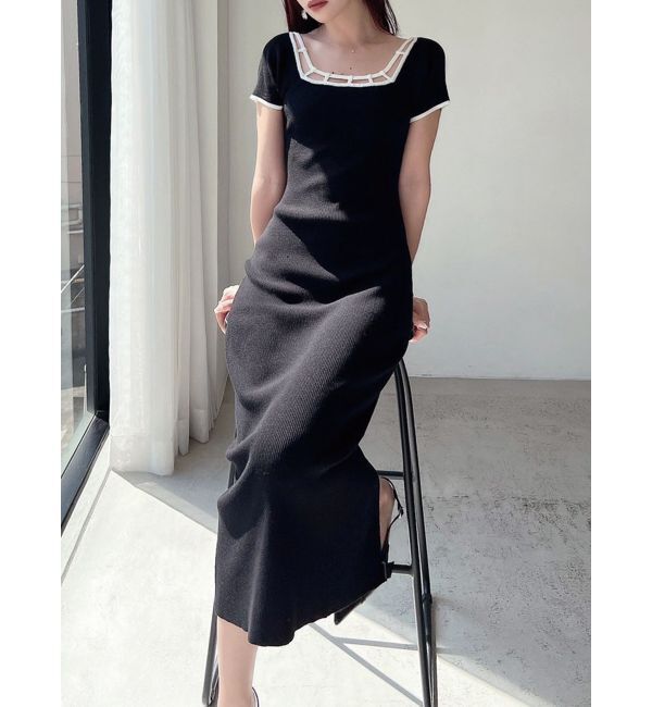 RESEXXY「バイカラータイトニットワンピース」|ワンピース|ブラック