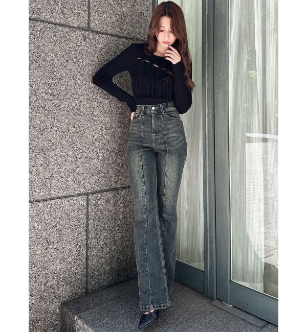 RESEXXY「スタイルメイクフレアデニムパンツ」|デニム|