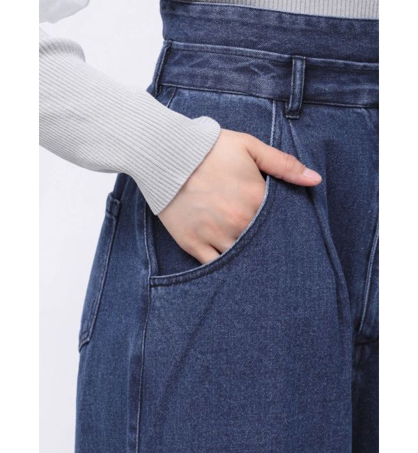 dazzlin「ダブルハイウエストワイドデニムパンツ」|デニム|