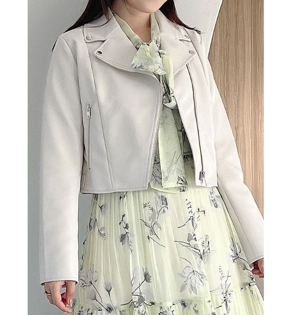 MERCURYDUO「フェイクレザーコンパクトライダースジャケット」|ライダースジャケット|ホワイト