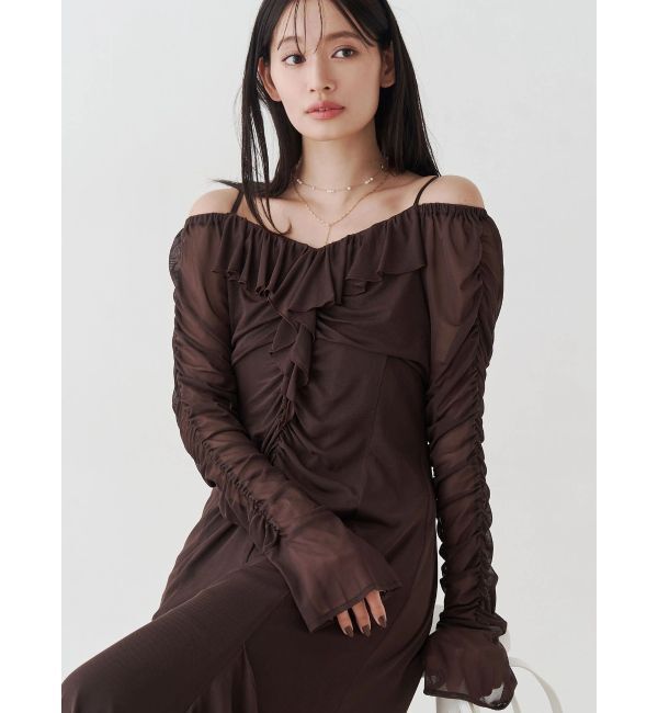 MERCURYDUO「チュールラッフルヘムワンピース」|ワンピース|