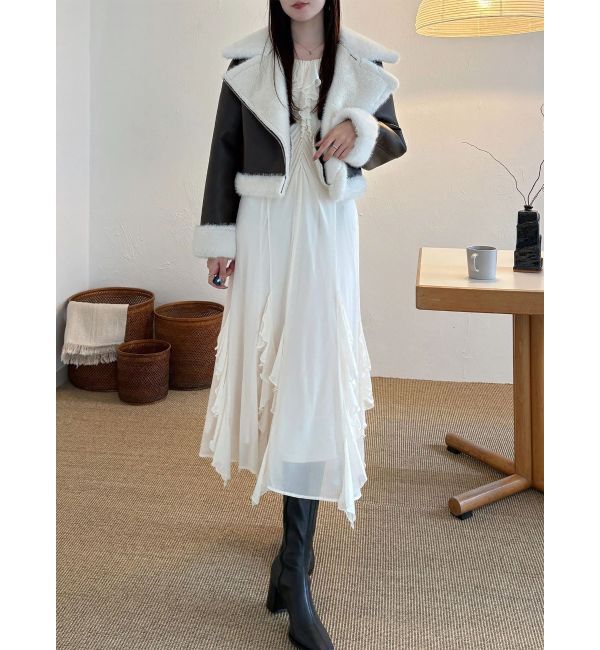 MERCURYDUO「チュールラッフルヘムワンピース」|ワンピース|