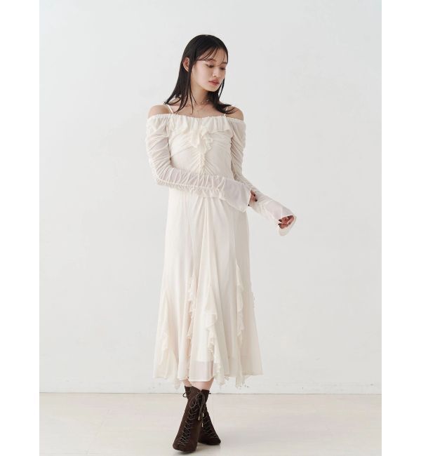 MERCURYDUO「チュールラッフルヘムワンピース」|ワンピース|