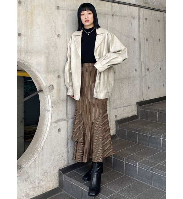 MURUA「フェイクレザーミドルジャケット」|ブルゾン・スタジャン|