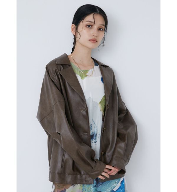 MURUA「フェイクレザーミドルジャケット」|ブルゾン・スタジャン|