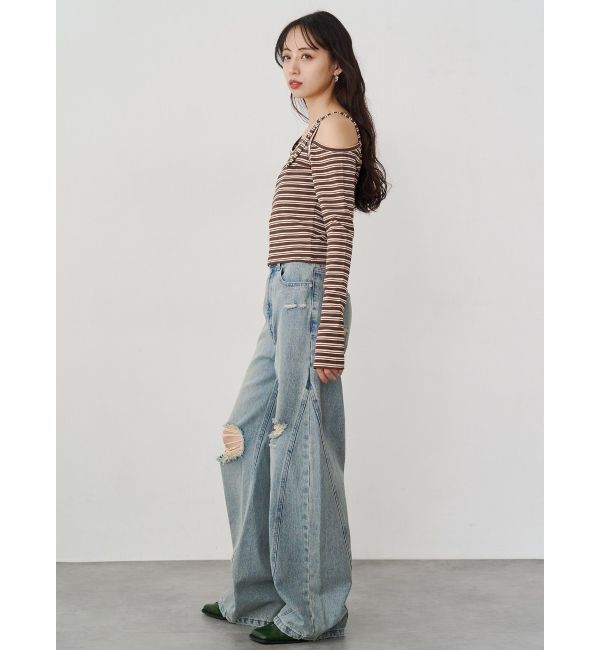 MURUA「バレルレッグクラッシュデニム」|デニム|