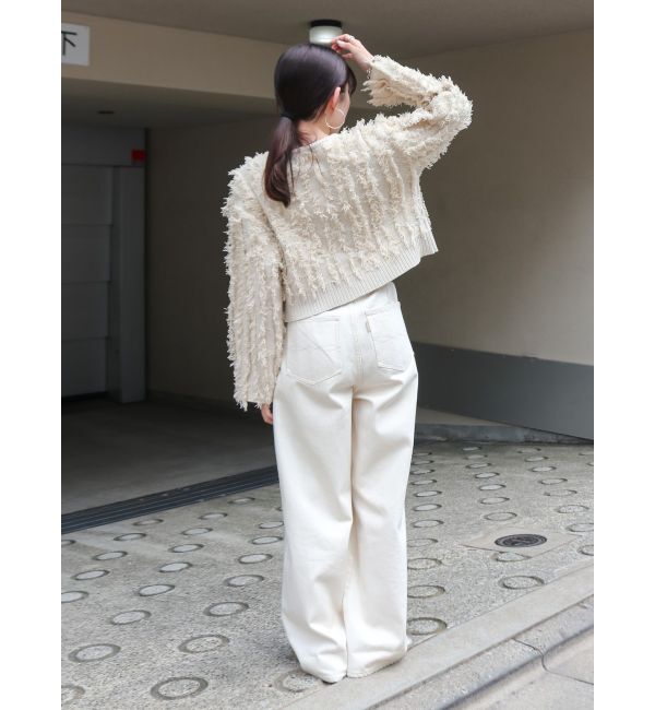 Ungrid「【WEB限定】ボタンデザインハイウエストストレートデニム」|デニム|