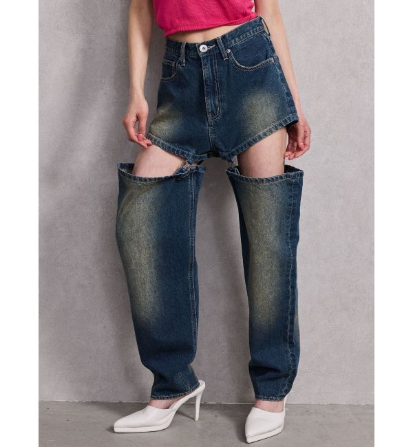 GYDA「ハイウエスト2WAY Symmetry GYDA INNER CONNECTデニムパンツ」|デニム|インディゴ