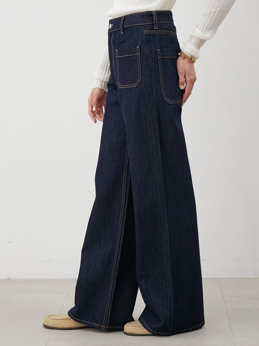 Mila Owen「パッチポケットデザインバギーデニムパンツ」|デニム|