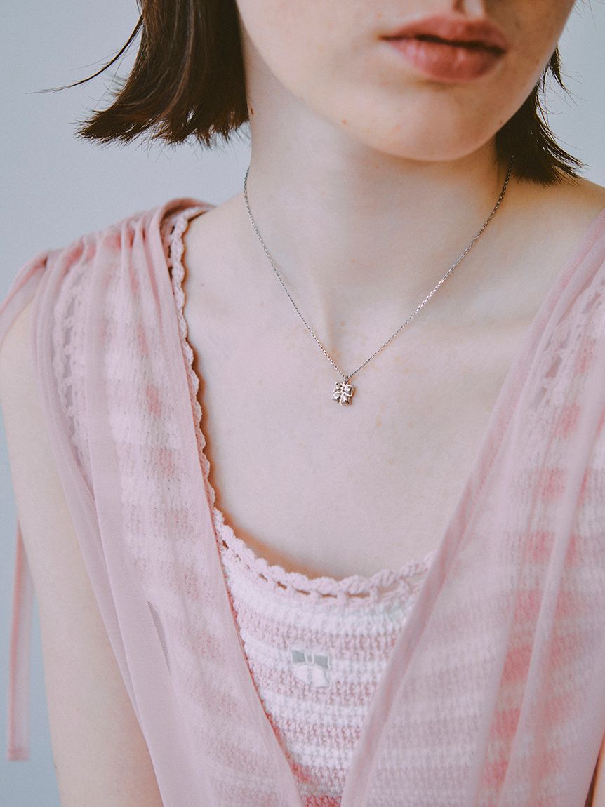 FURFUR「リボン刺繍ノースリーブボーダーニットトップス」|ニット・セーター|PNK