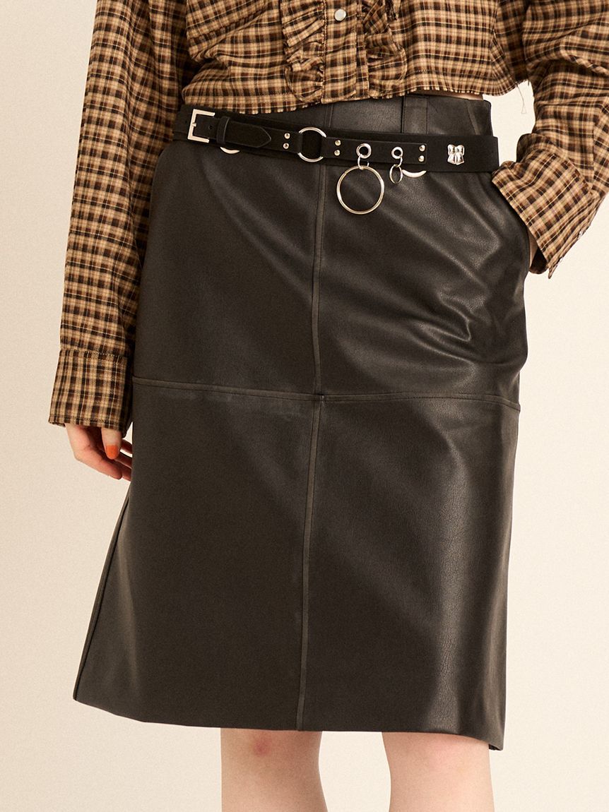 FURFUR「レザーライクミディスカート」|スカート|