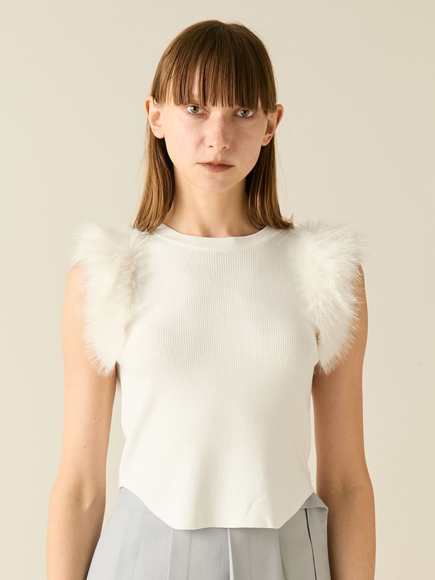 FURFUR「【限定カラー】エコファースリーブニットトップス」|ニット・セーター|