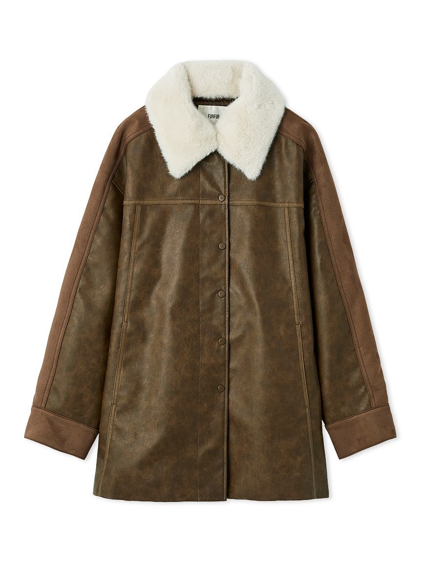 FURFUR「2WAYエコファーカラーシャツコート」|ステンカラーコート|