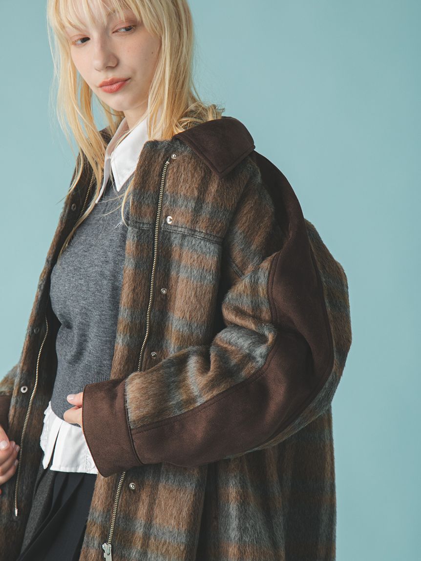 FURFUR「2WAYエコファーカラーシャツコート」|ステンカラーコート|