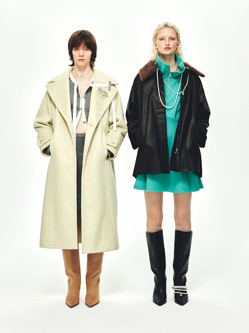 FURFUR「2WAYエコファーカラーシャツコート」|ステンカラーコート|