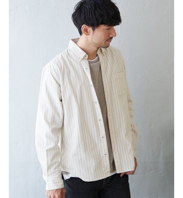 ikka「【吸水速乾】イージーケアオックスボタンダウンシャツ」|シャツ・ブラウス|ベージュ