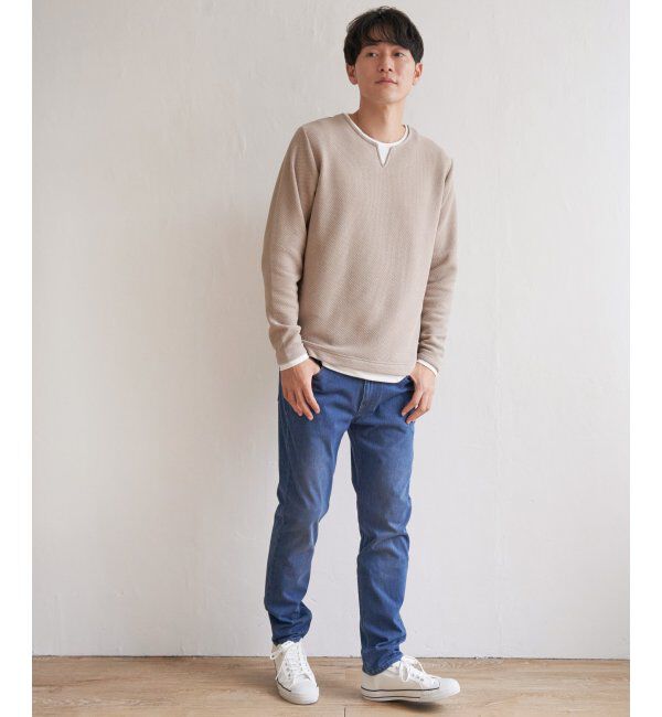 ikka「ワッフルキーネックレイヤード」|Tシャツ・カットソー|