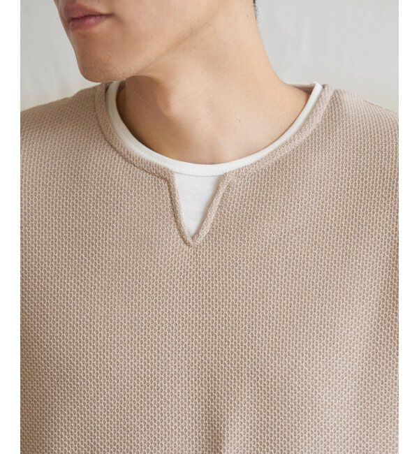 ikka「ワッフルキーネックレイヤード」|Tシャツ・カットソー|