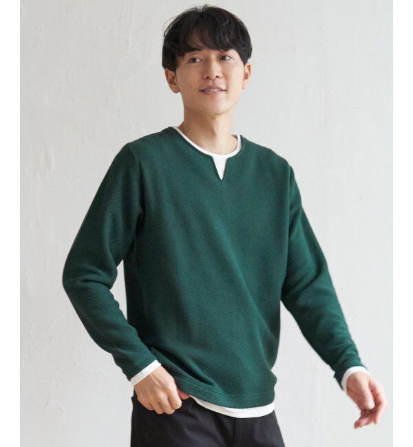 ikka「ワッフルキーネックレイヤード」|Tシャツ・カットソー|