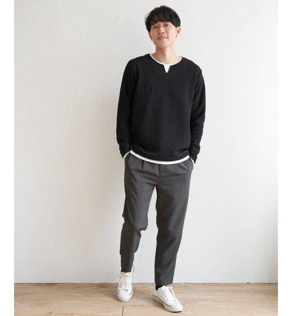 ikka「ワッフルキーネックレイヤード」|Tシャツ・カットソー|