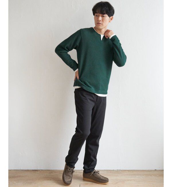 ikka「ワッフルキーネックレイヤード」|Tシャツ・カットソー|