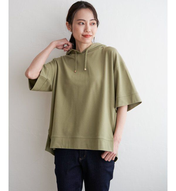 ikka「コットンUSA鹿の子パーカー」|パーカー|Dkグリーン