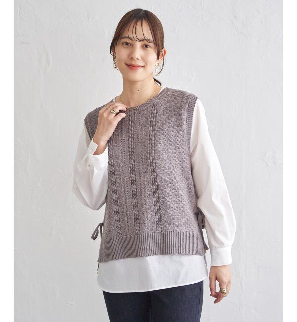 ikka「【2点セット】ニットベストブラウスセット」|ニット・セーター|