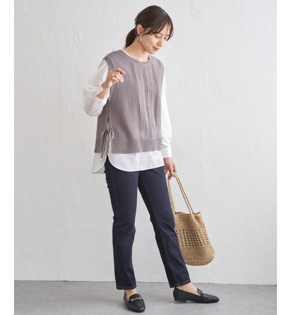 ikka「【2点セット】ニットベストブラウスセット」|ニット・セーター|