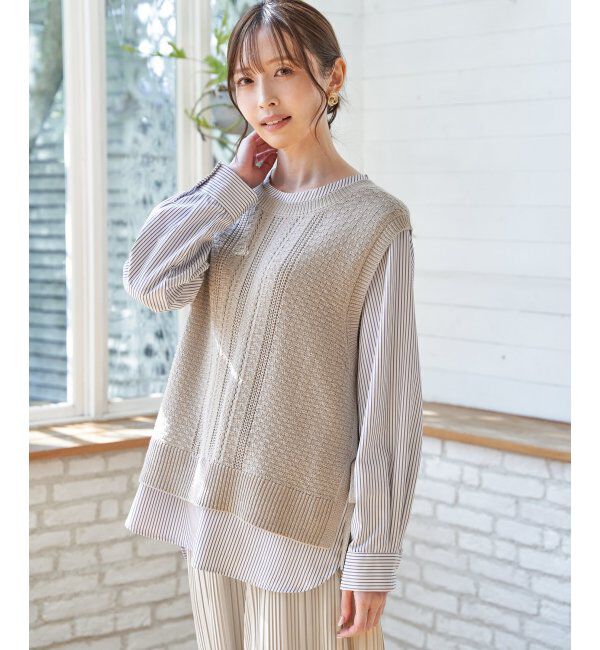 ikka「【2点セット】ニットベストブラウスセット」|ニット・セーター|