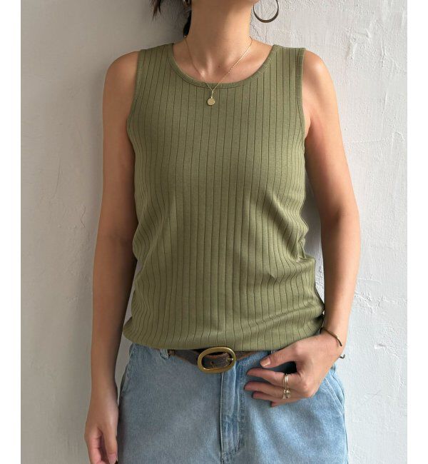 Lbc with Life「コットンUSA針抜きタンクトップ」|キャミソール|オリブグリン
