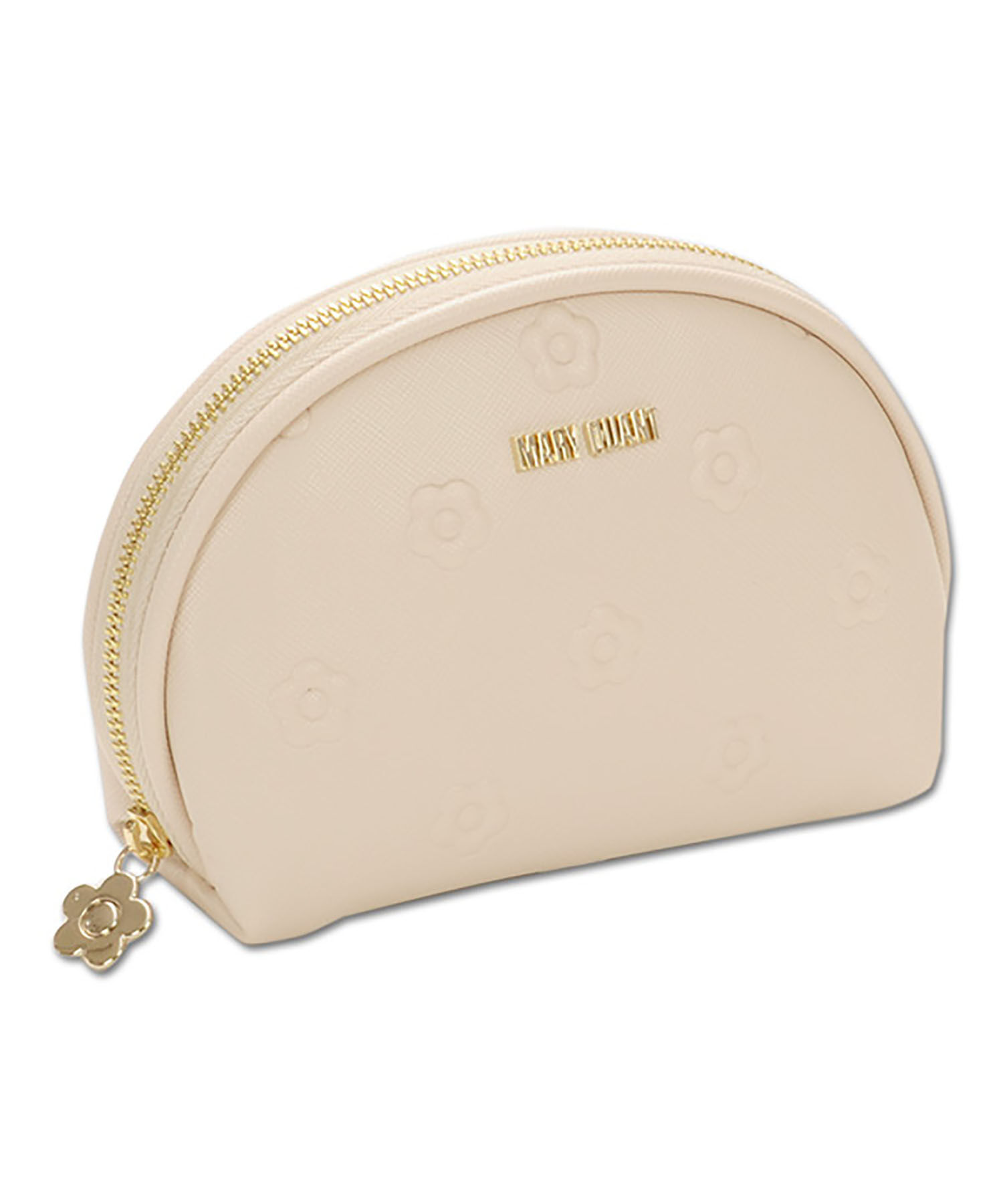MARY QUANT「シンプルエンボスデイジーラウンドポーチ」|ポーチ|ベージュ