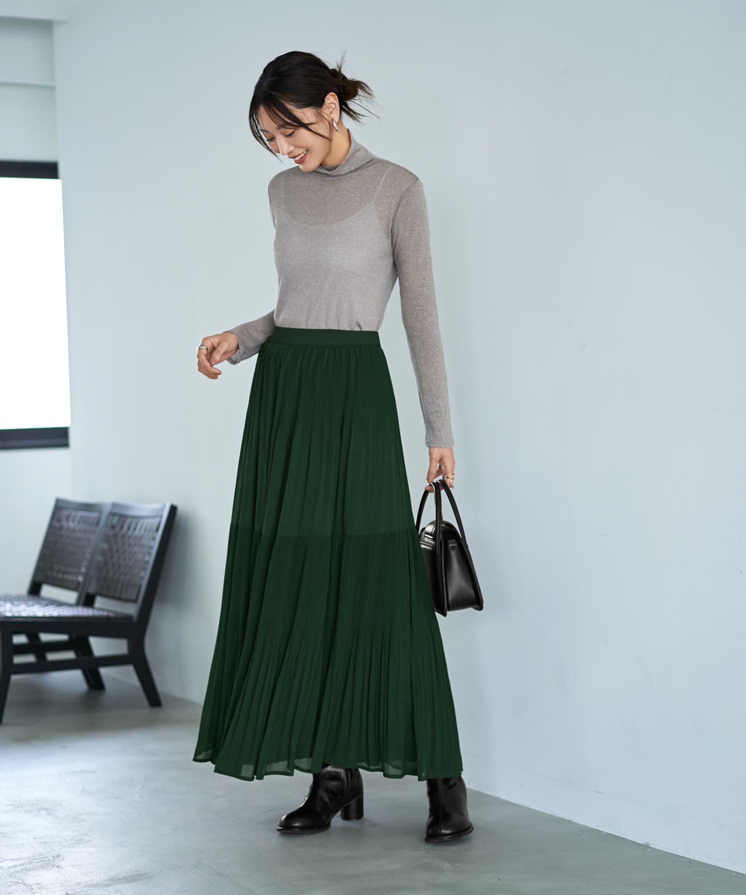 STYLE DELI「シフォンジョーゼットMIXプリーツスカート」|スカート|