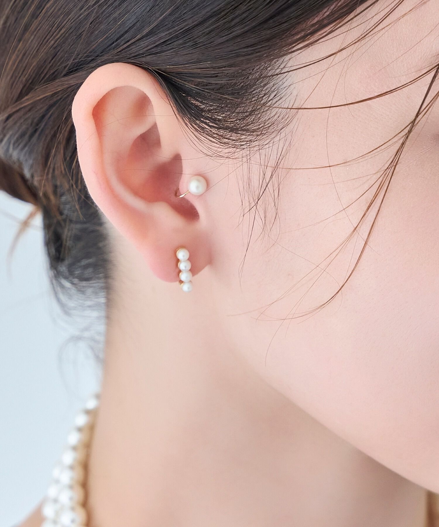 Phoebe「【金属アレルギー対応】2setラインパールイヤーカフ　ゴールド/ニッケルフリー」|イヤリング|