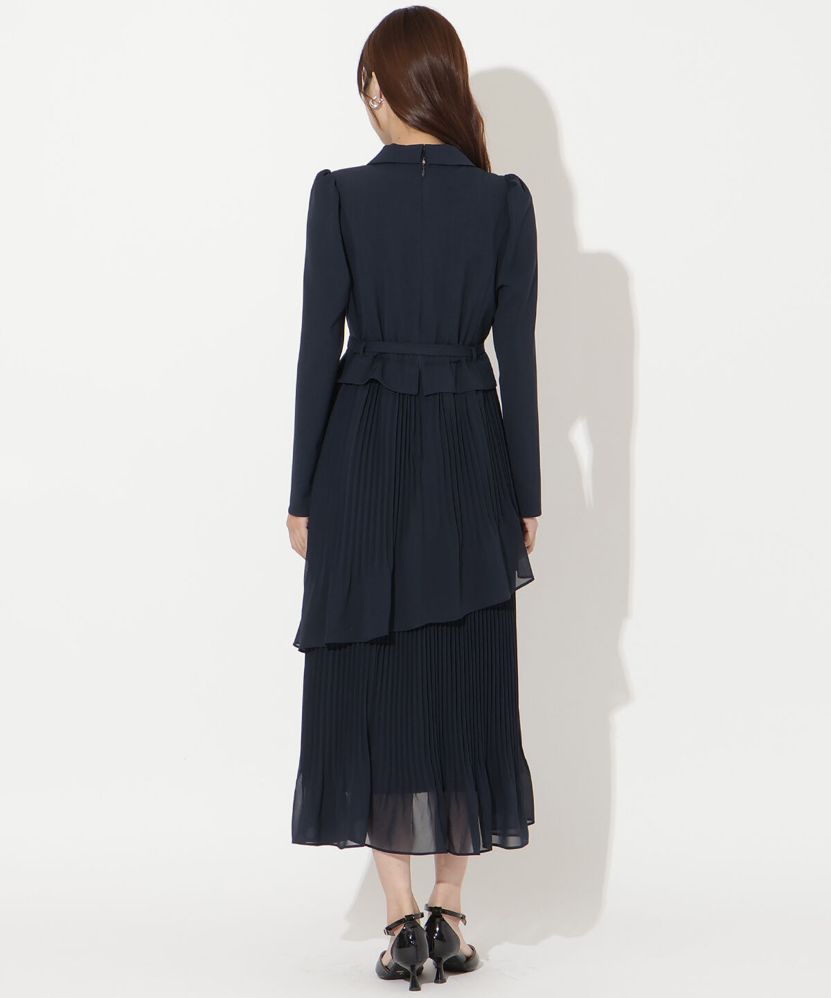 アンドクチュール「ジャケットレイヤードプリーツワンピース」|ワンピース|