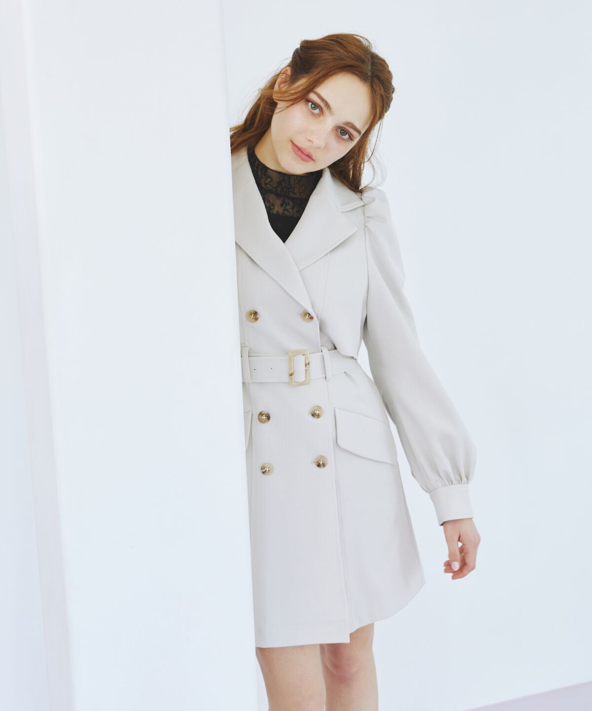 REDYAZEL「パフスリーブミニトレンチコート」|トレンチコート|