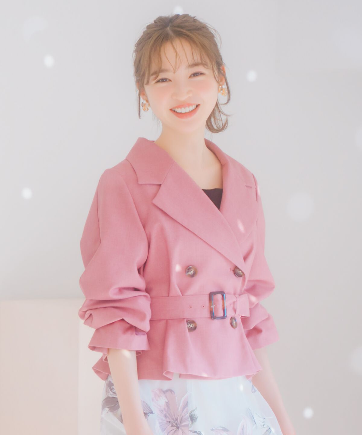 WILLSELECTION「ギャザー袖ショートトレンチ」|トレンチコート|レッド