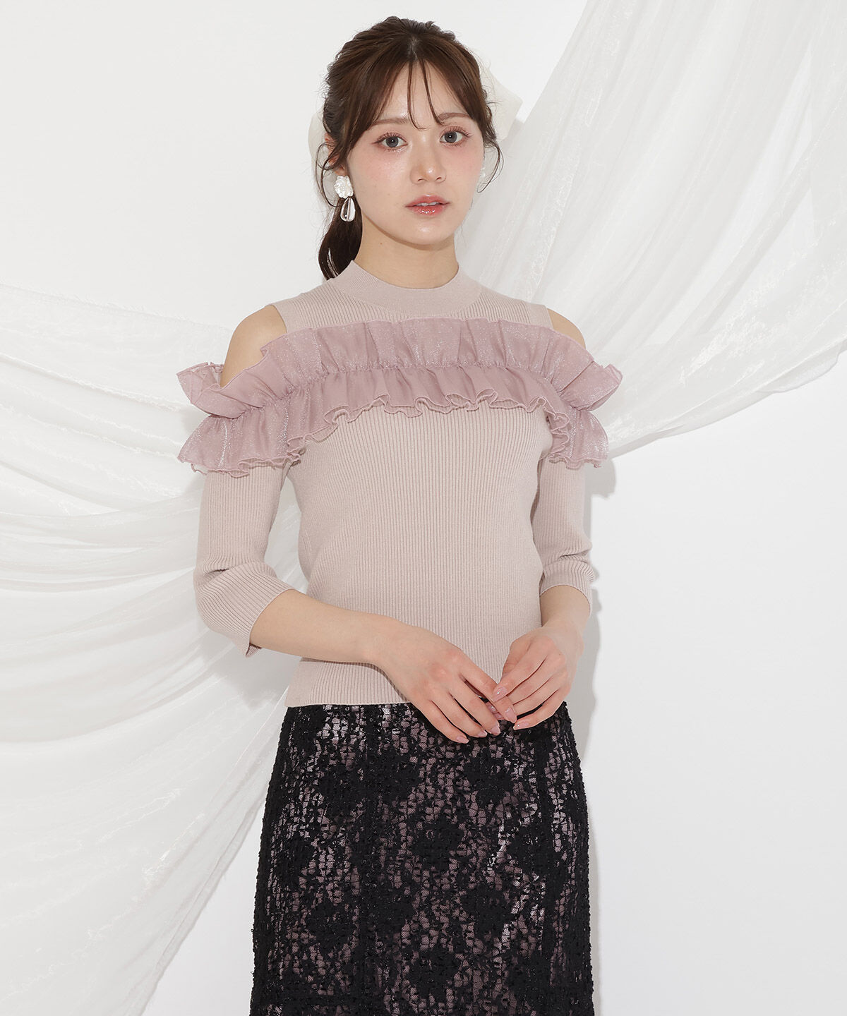 WILLSELECTION「フリルドッキングリブニット」|ニット・セーター|