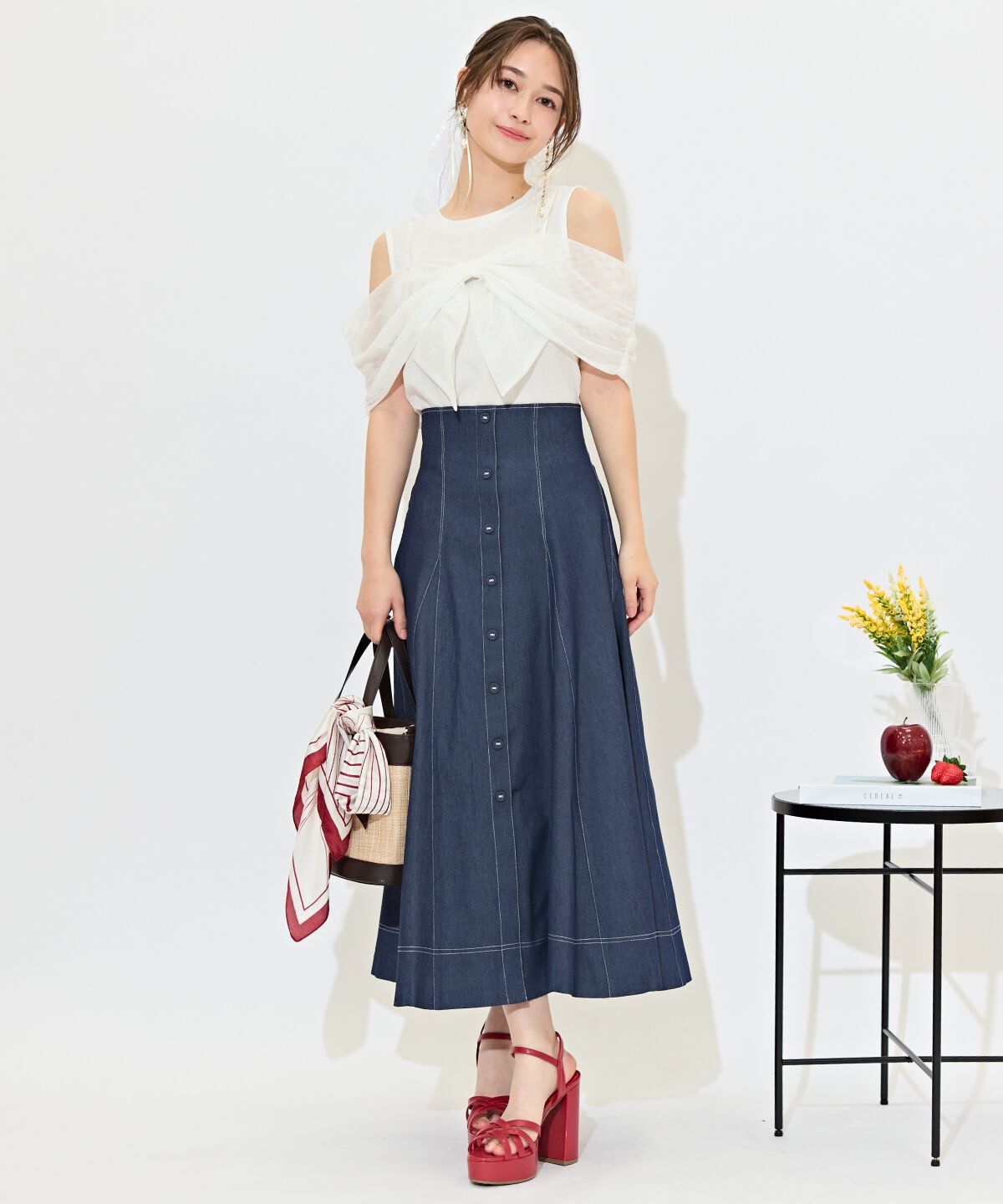 WILLSELECTION「ハイウエストデニムフレアスカート」|フレア|