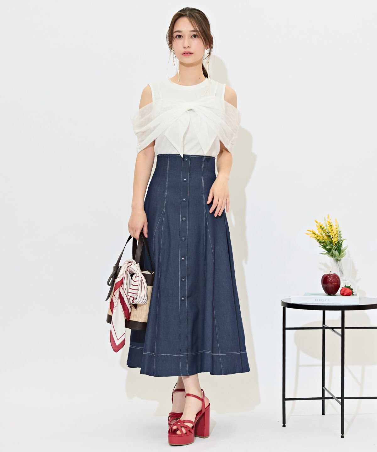 WILLSELECTION「ハイウエストデニムフレアスカート」|フレア|