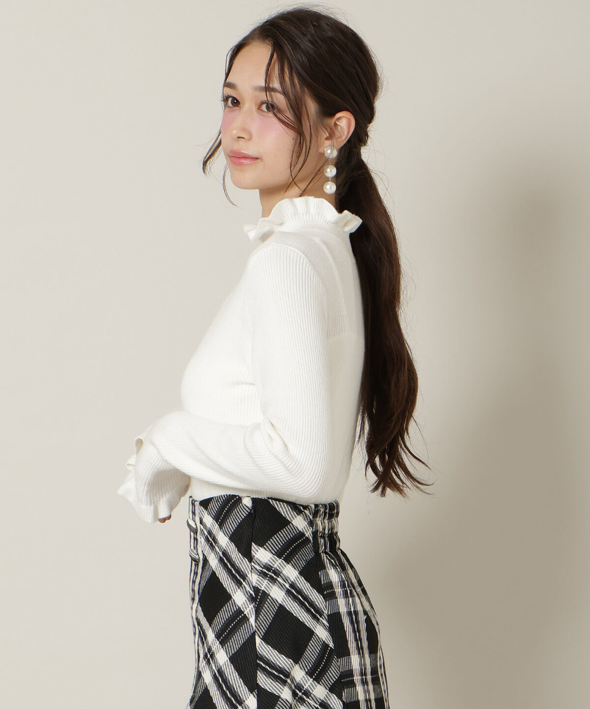 WILLSELECTION「フリルネックプルオーバー」|ニット・セーター|