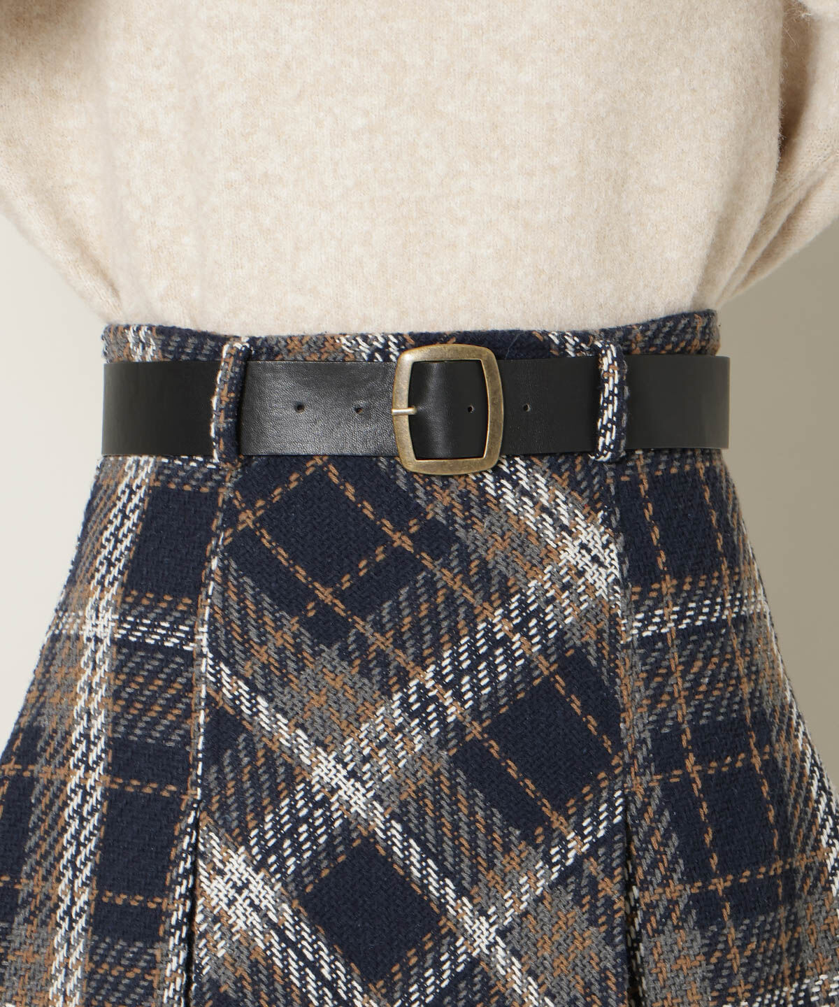 WILLSELECTION「ベルト付きツイードミニスカート」|フレア|