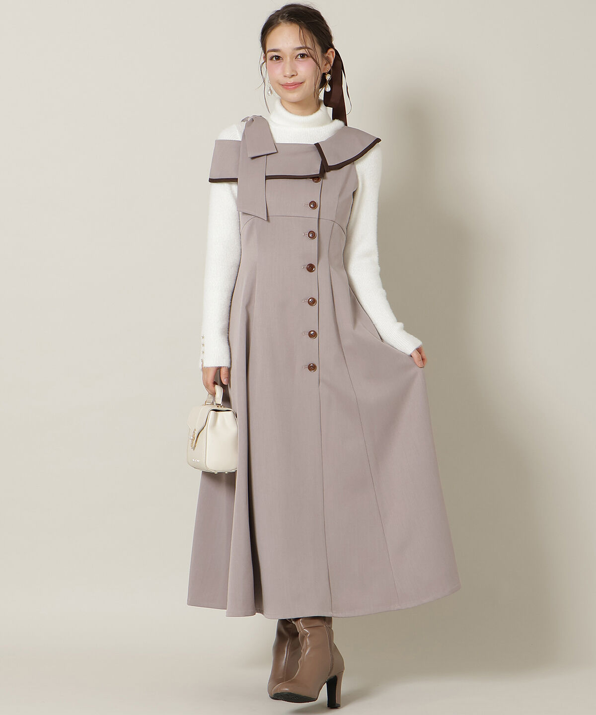 WILLSELECTION「アシンメトリーリボンショルダーワンピース」|ワンピース|