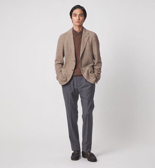 UNITED ARROWS「スリムテーパード サイドシャーリング 1プリーツ スラックス ストレッチ 防しわ」|スラックス|