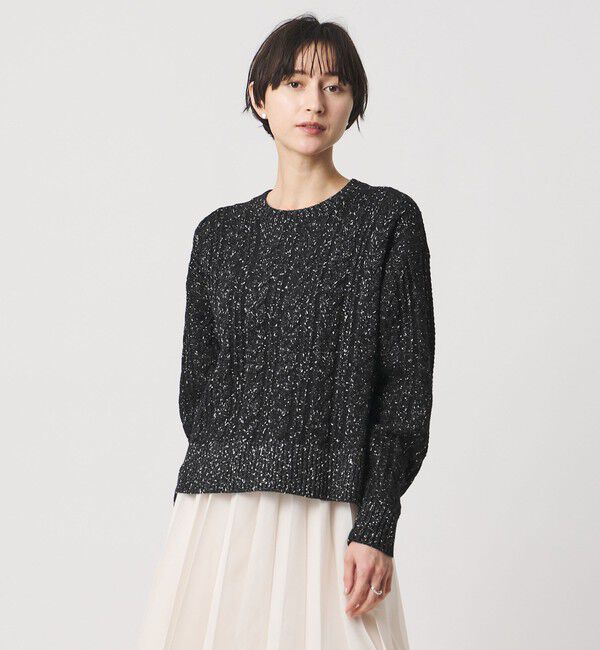 UNITED ARROWS「ミックス カラー ケーブル プルオーバー ニット」|ニット・セーター|BLACK