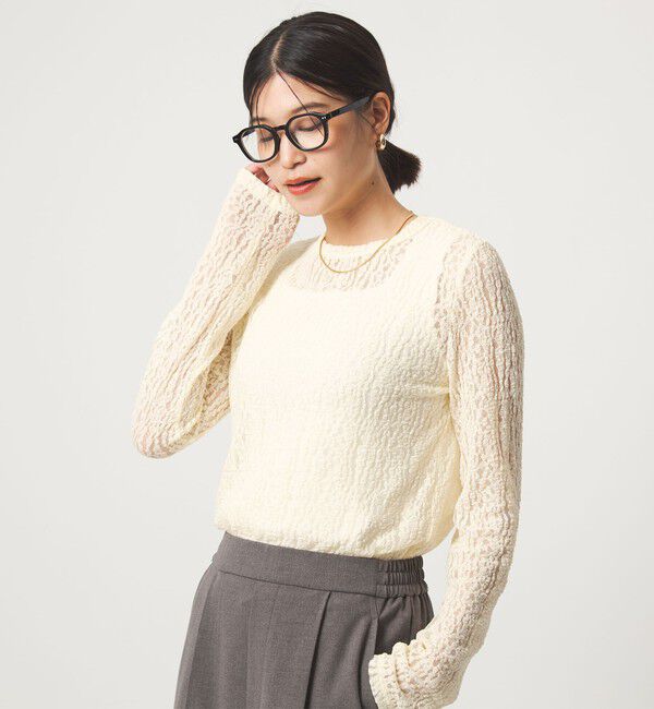 UNITED ARROWS green label relaxing「【WEB限定】＜at ease＞レース プルオーバー カットソー」|Tシャツ・カットソー|