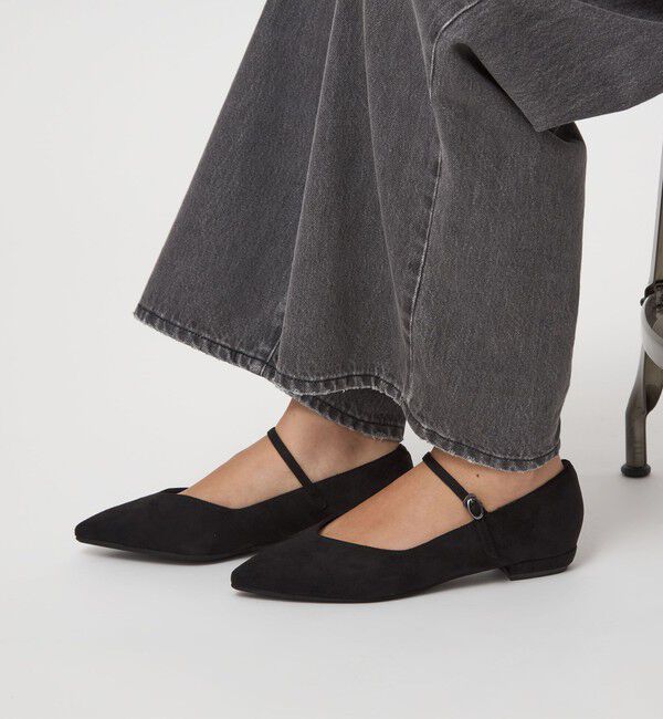 UNITED ARROWS green label relaxing「Vカット ストラップ フラットシューズ 撥水」|パンプス|